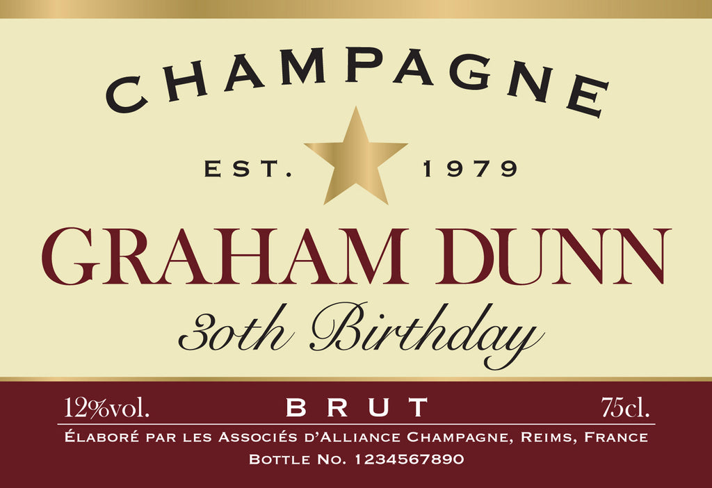 Birthday Star Labels for Champagne