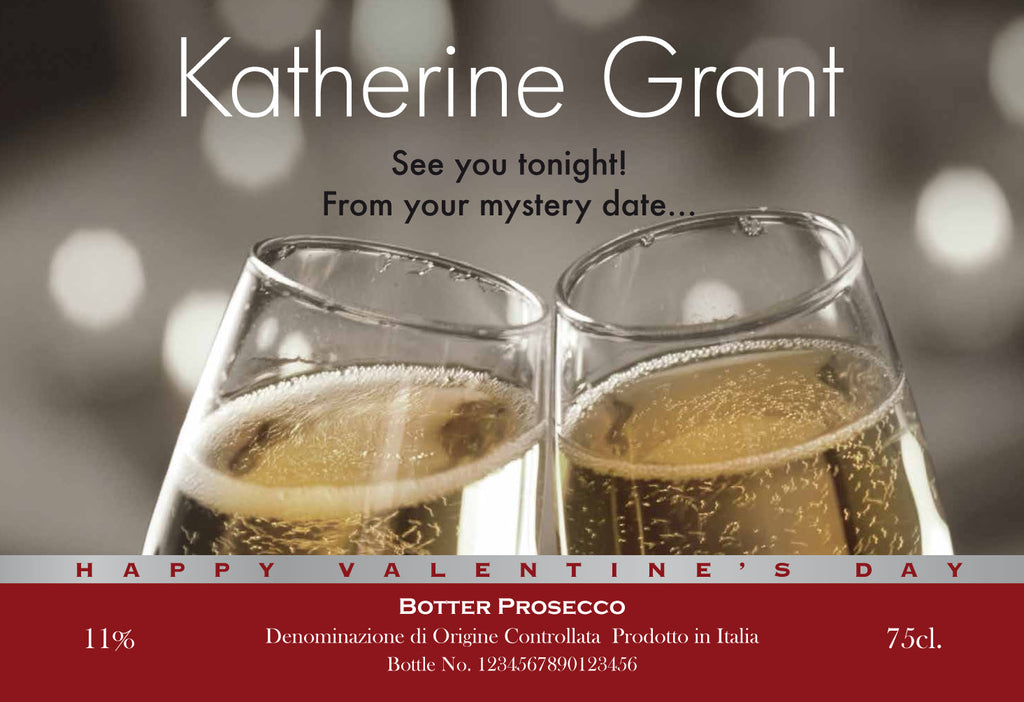 Valentine's Flutes Labels for Prosecco