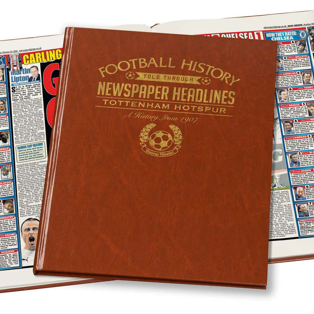 Tottenham Hotspur Newspaper Book - Brown Leatherette (Colour Pages)
