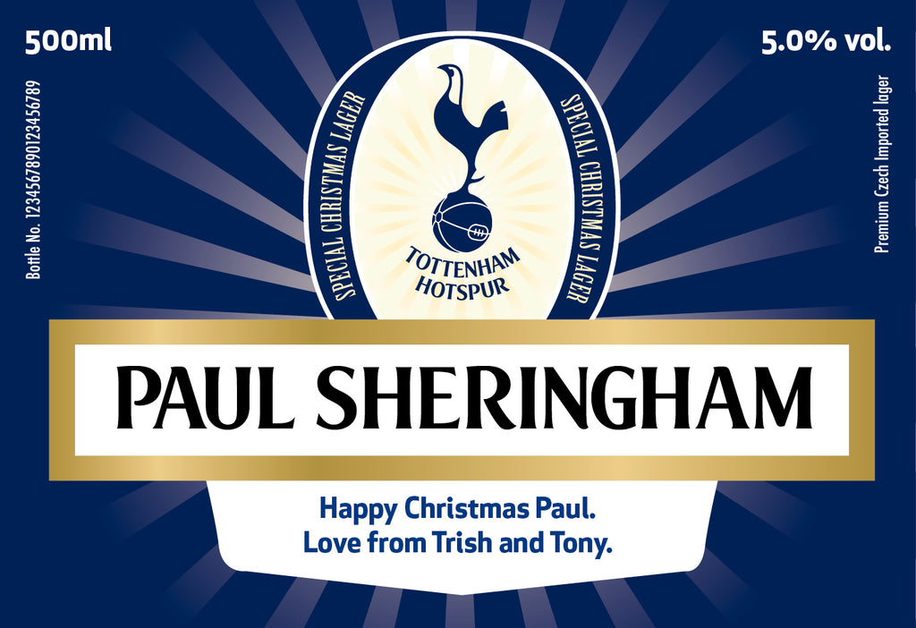 Spurs Christmas Labels for Lager (Pack of 12)