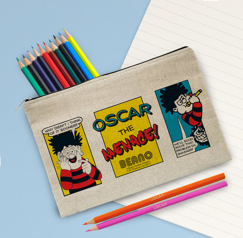 Beano Classic Comic Strip Problem Solved Canvas Pencil Case & Pencils