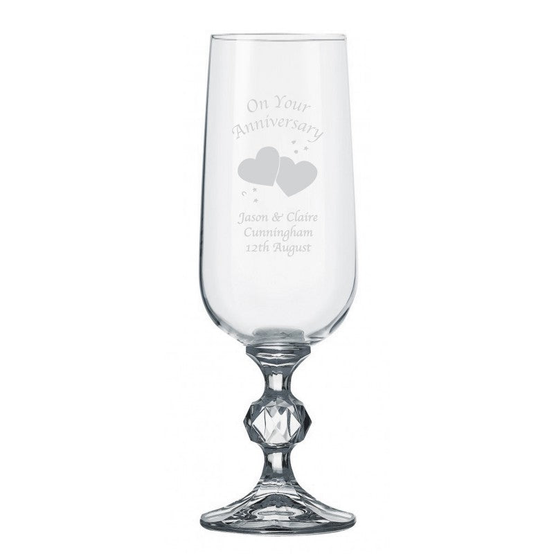 Anniversary Hearts/Doves Claudia Crystal Flute