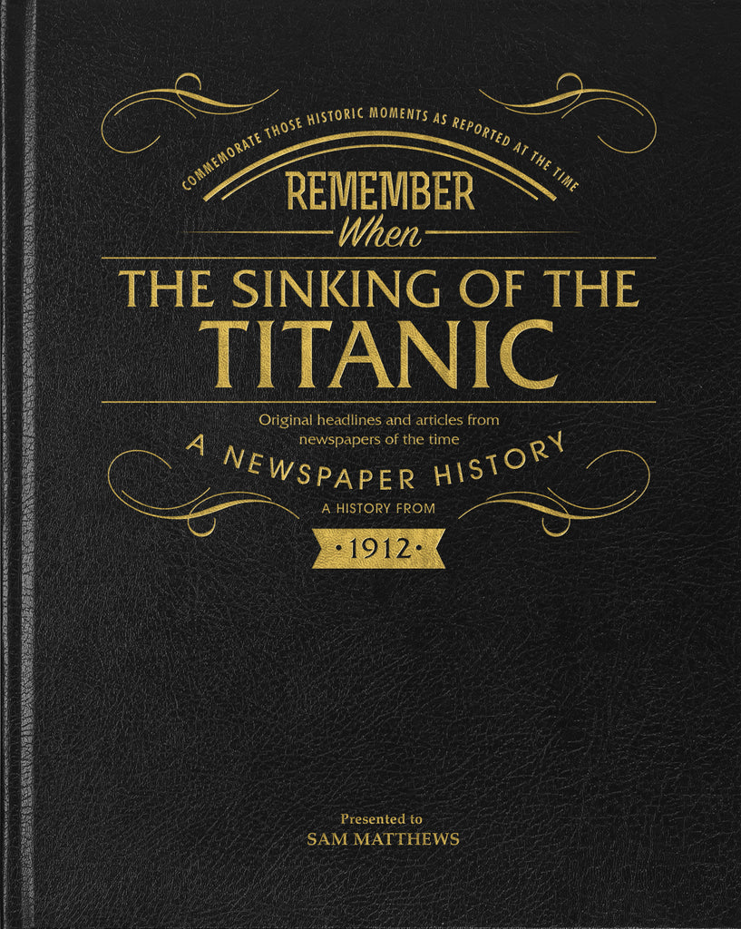 Titanic Newspaper Book - Black Leather Cover