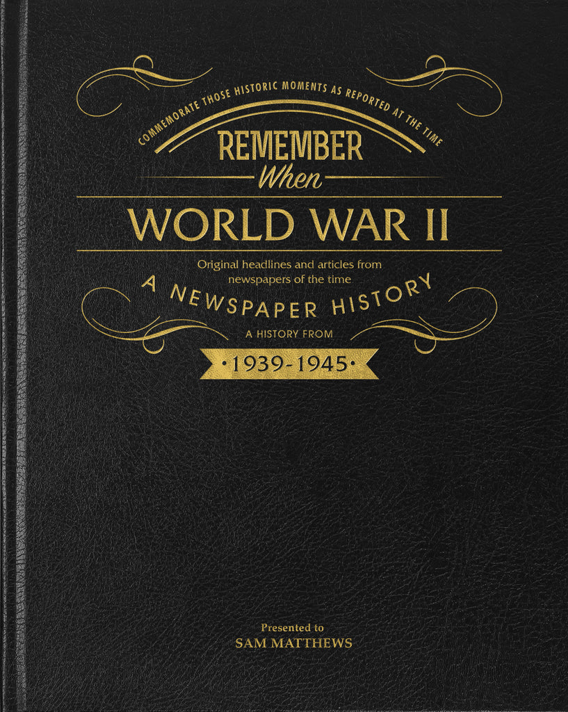 WW2 Book Newspaper Book - Black Leather Cover