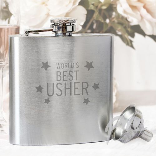 Worlds Best Usher Hip Flask