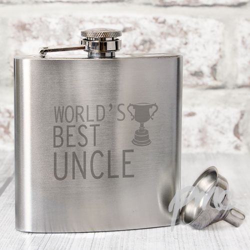 Worlds Best Uncle Hip Flask