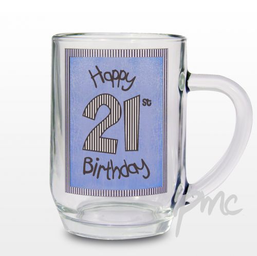 Blue 21st Happy Birthday Tankard