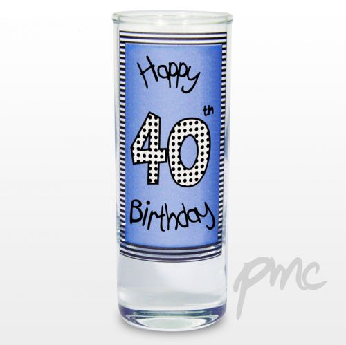 Blue 40th Happy Birthday Shot Glass