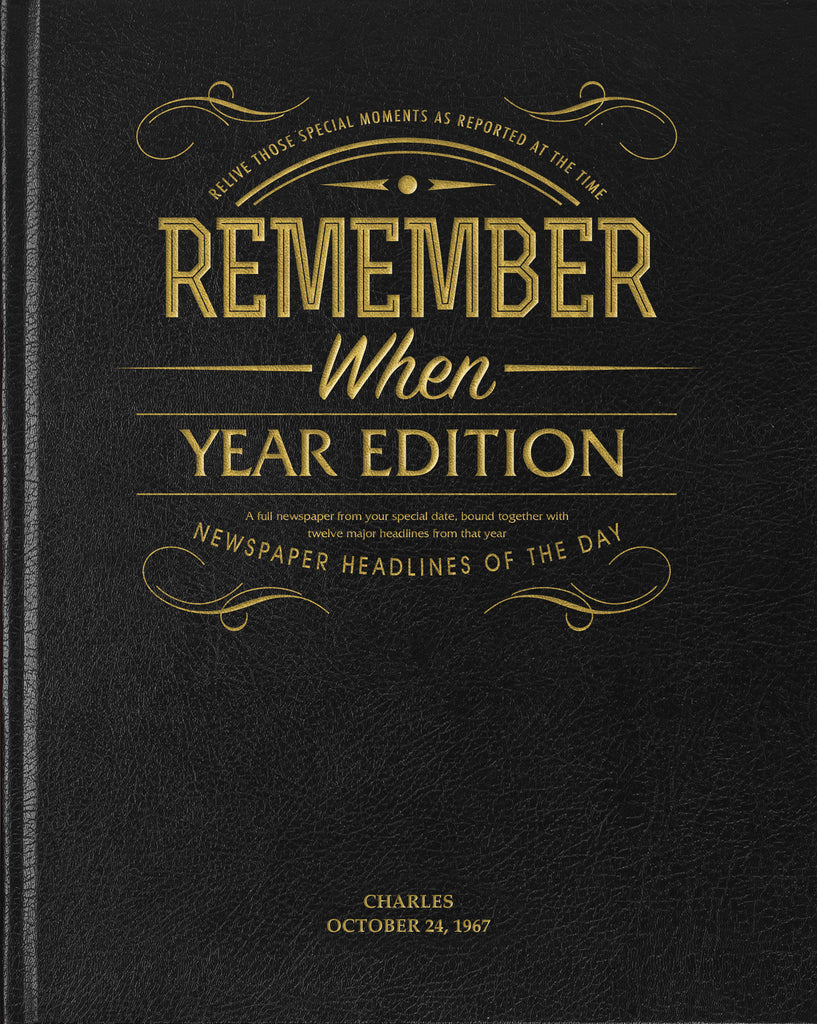 Year Edition Newspaper Book - Black Leather Cover
