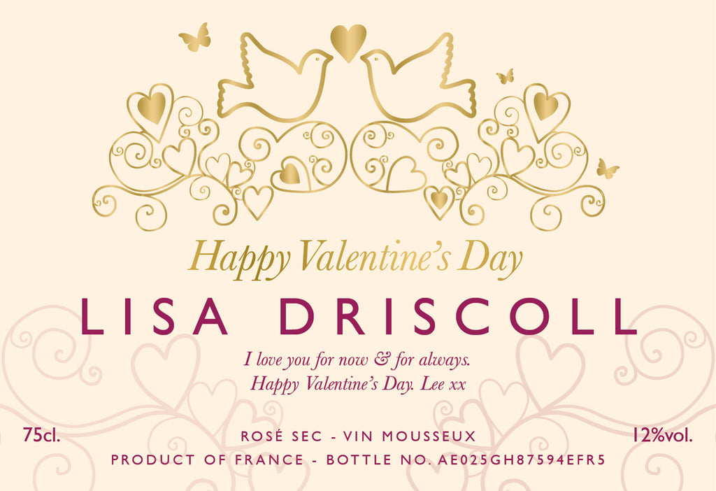 Valentine Labels for Sparkling Rosé Wine