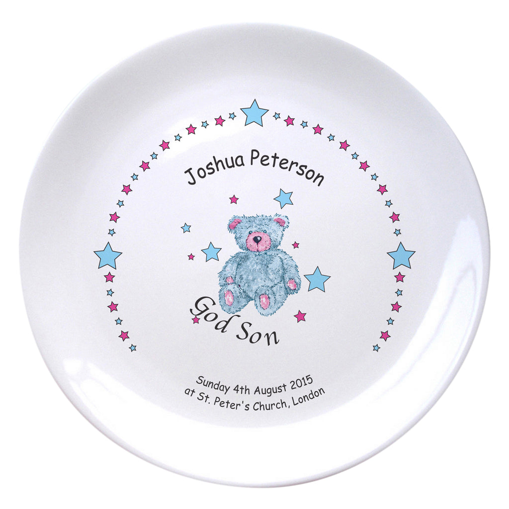 Teddy & Stars Blue Godson 8" Plate