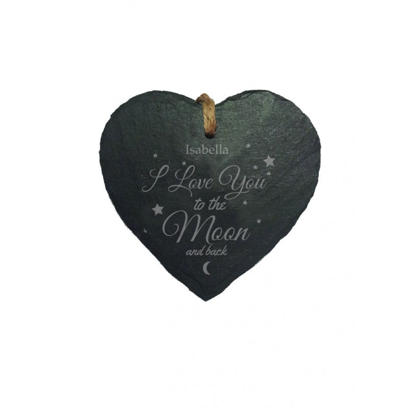 To The Moon & Back Hanging Heart Slate