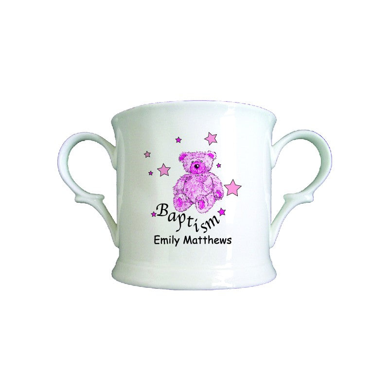 Teddy & Stars Pink Baptism Bone China Loving Cup