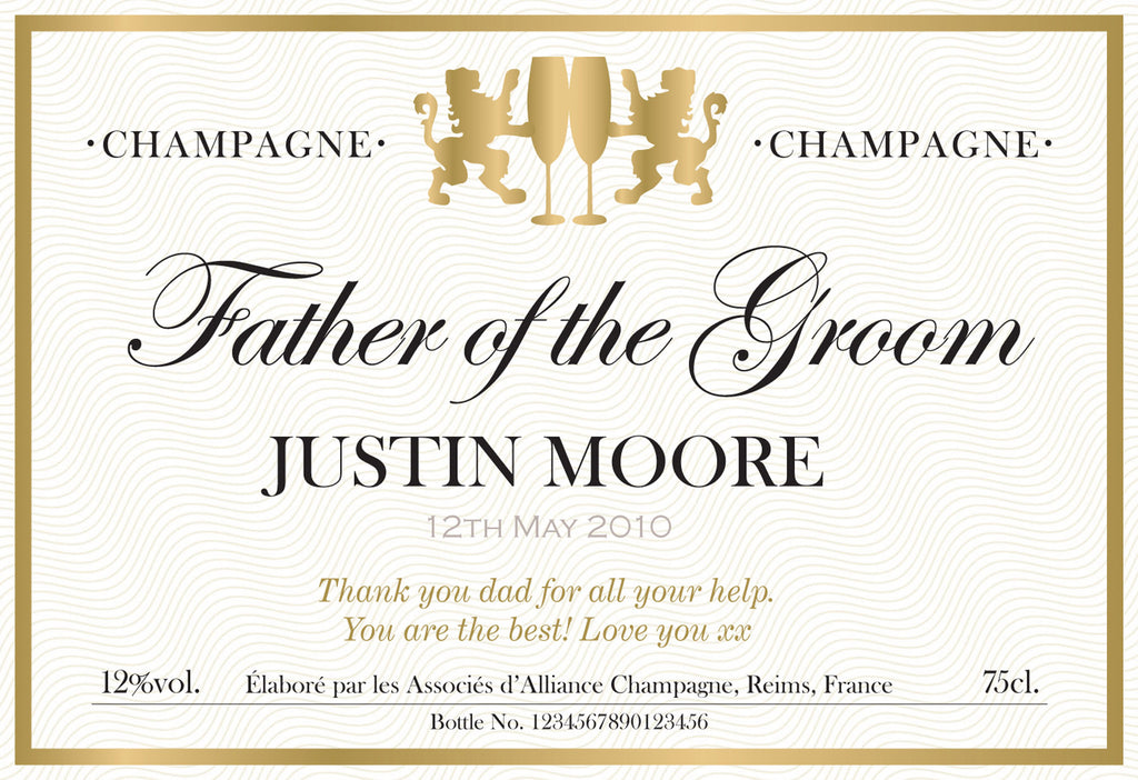 Authentic Wedding Labels for Champagne