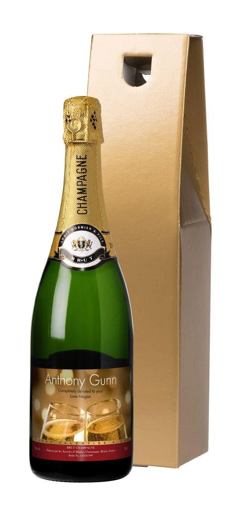 Valentine's Flutes Champagne in a Gold Gift Box
