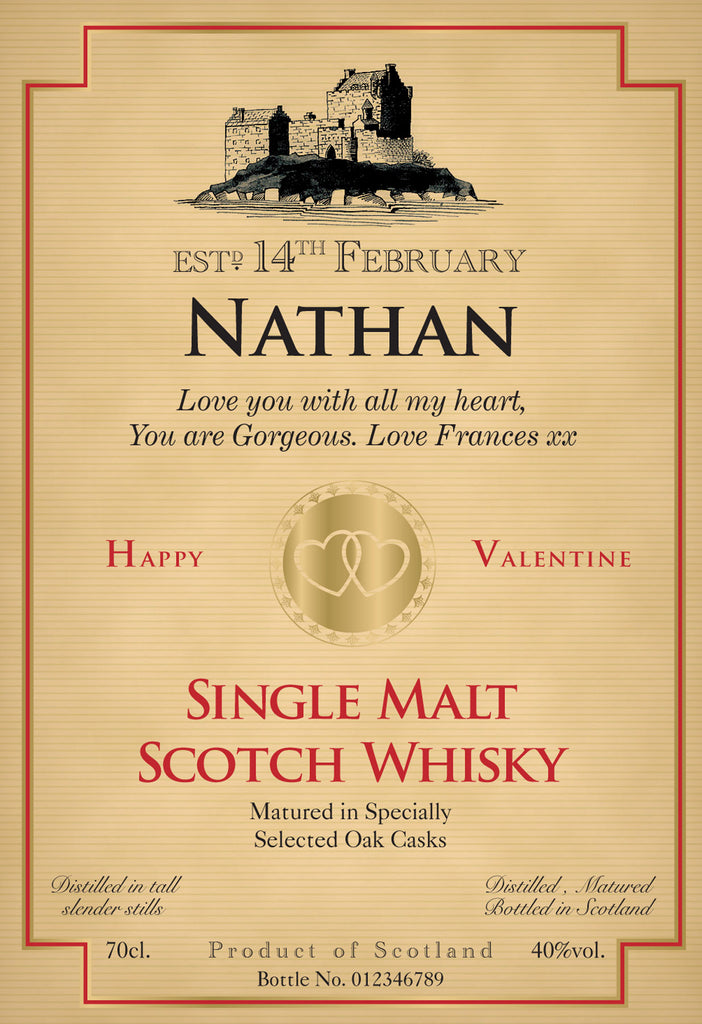 Valentine's Day Labels for Single Malt Whisky