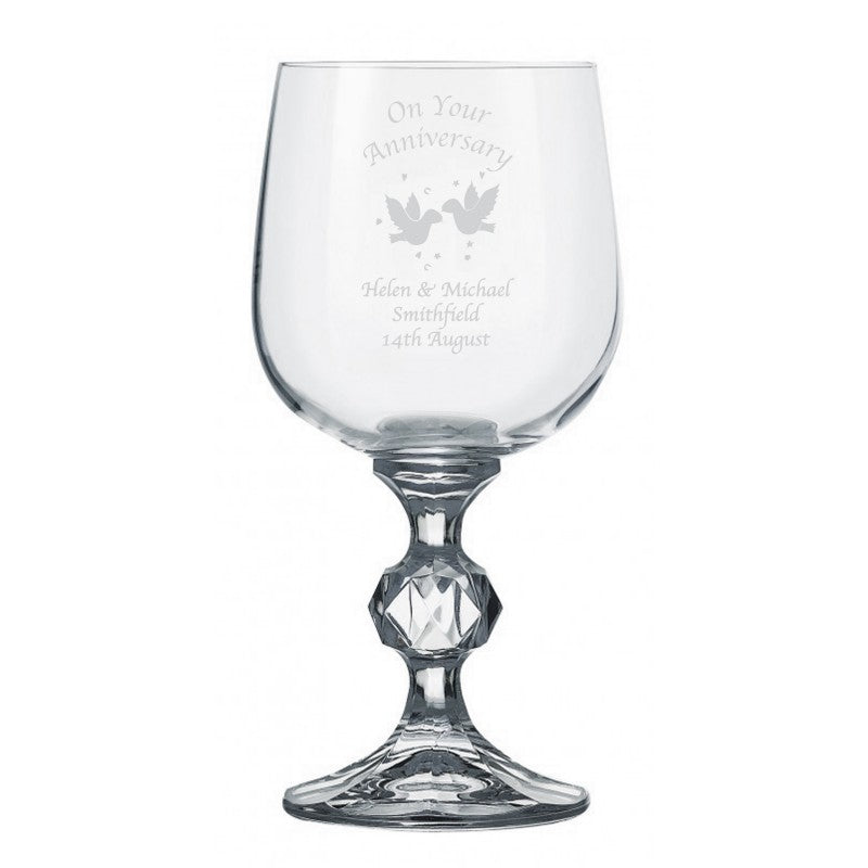 Anniversary Hearts/Doves Claudia Wine Glass