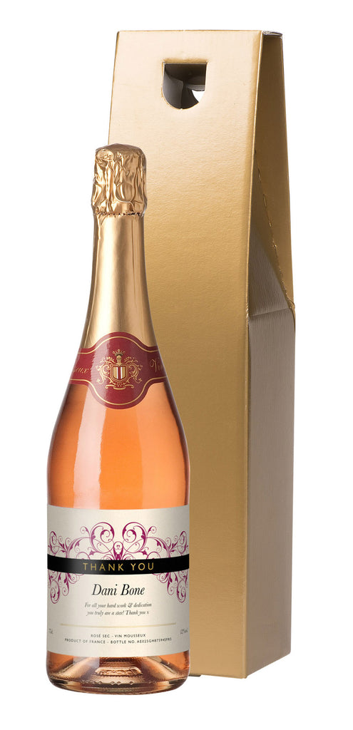 Thank You Sparkling Rosé Wine in a Gold Gift Box