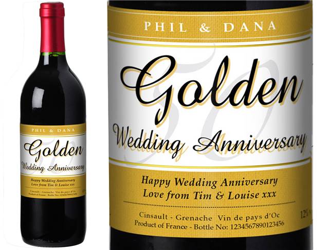 50th Anniversary Personalised Red Wine