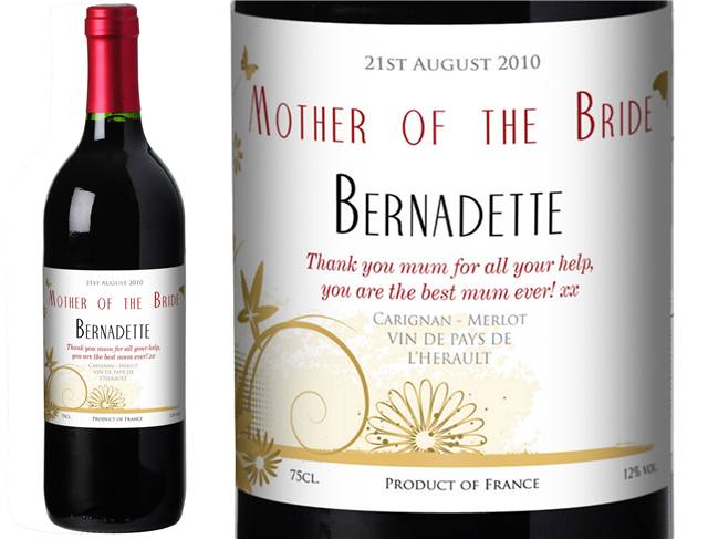 Wedding Flowers Personalised Red Wine