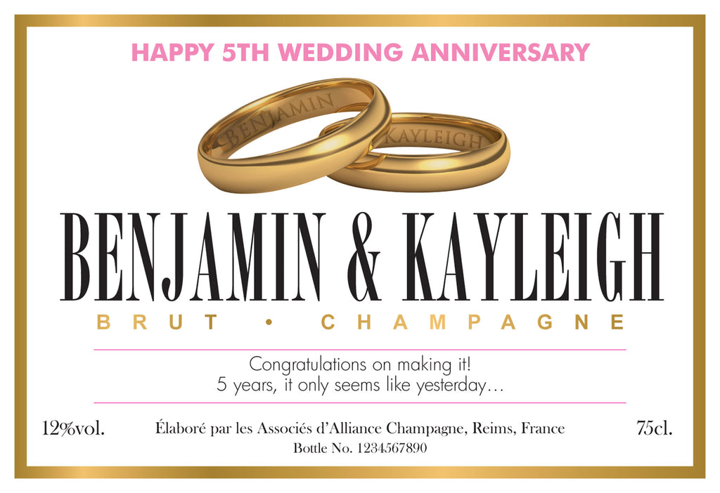 Rings Anniversary Labels for Champagne (Pack of 12)