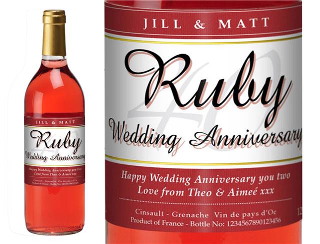 40th Anniversary Personalised Rosé Wine