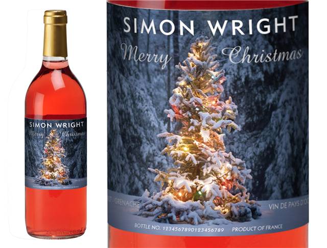Tree Lights Christmas Personalised Rosé Wine