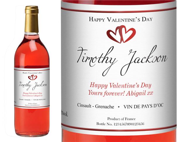 Valentine's Day Hearts Personalised Rosé Wine