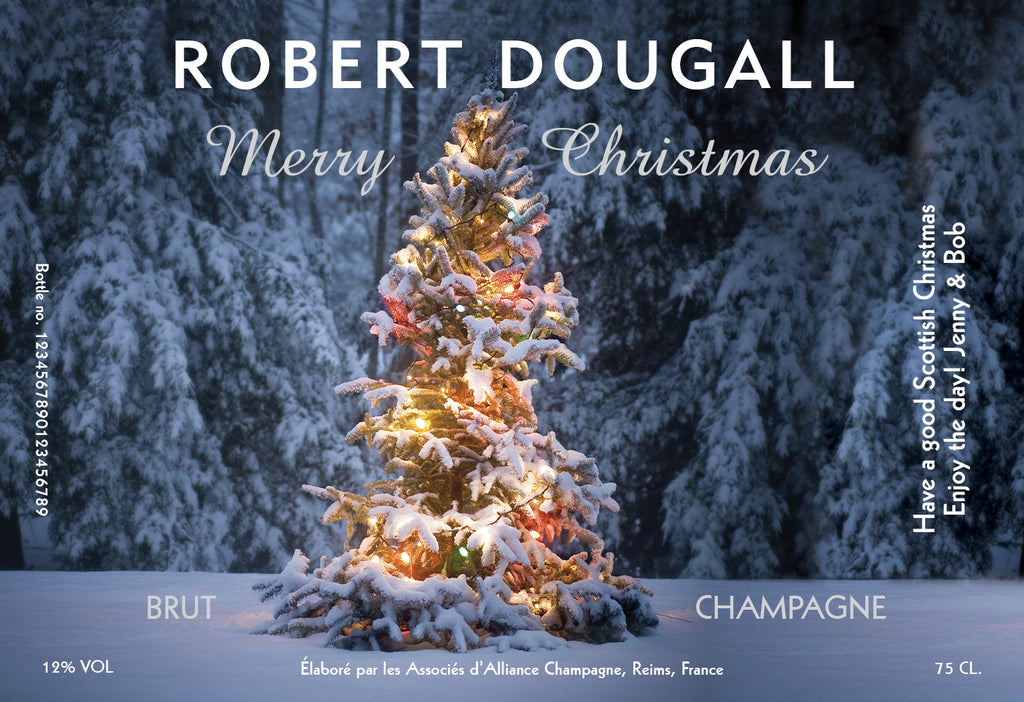 Tree Lights Christmas Champagne in a silk lined Gift Box