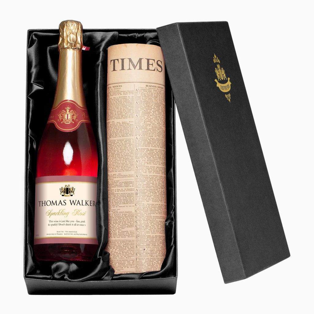 Any Occasion Sparkling Rosé Wine with Newspaper Giftpack