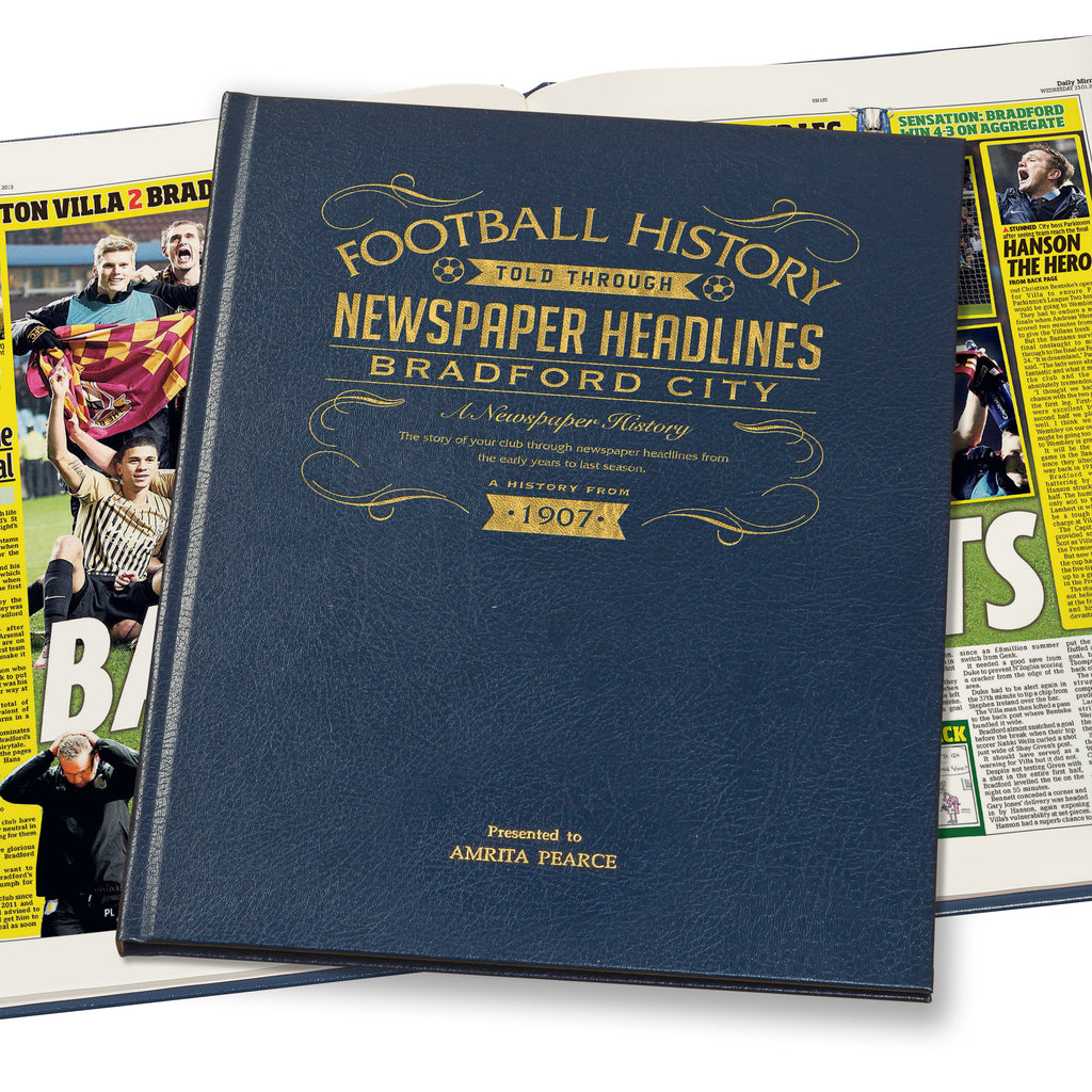 Bradford Football Newspaper Book - Leather Blue Cover