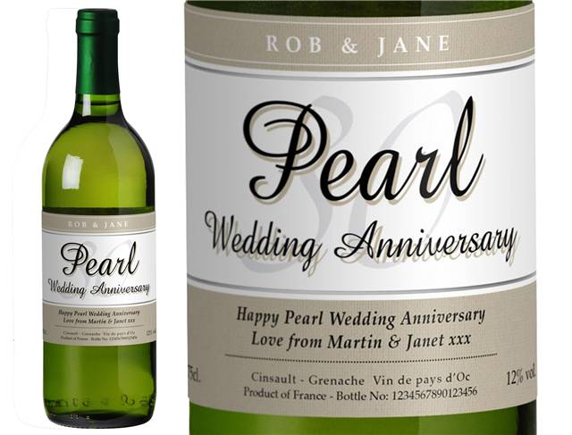 30th Anniversary Personalised White Wine