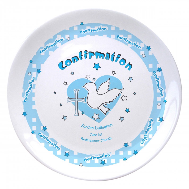Blue Heart Confirmation 8" Bone China Coupe Plate