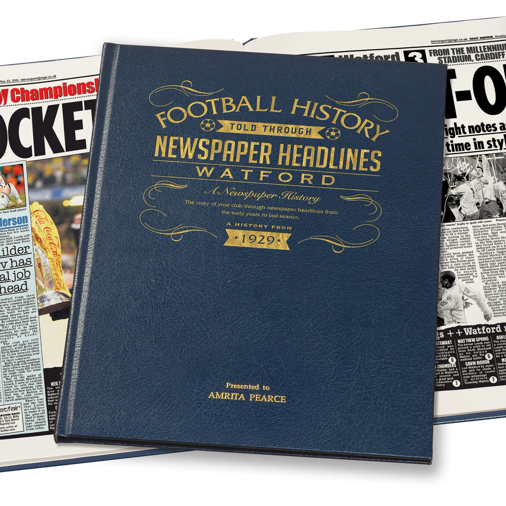 Watford Newspaper Book - Leather Blue Cover