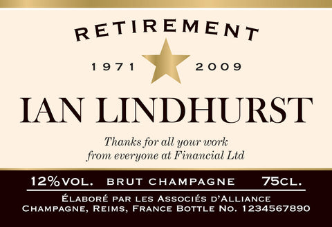 Star Retirement Labels for Champagne (Pack of 2)