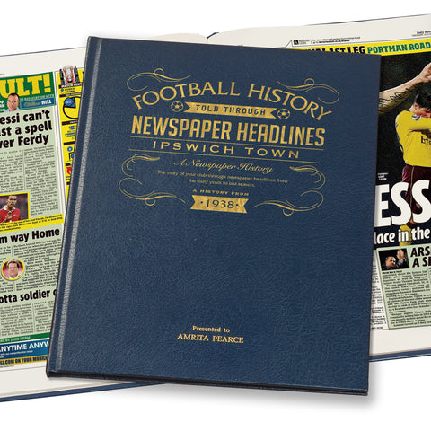 Ipswich Football Newspaper Book - Leather Blue Cover