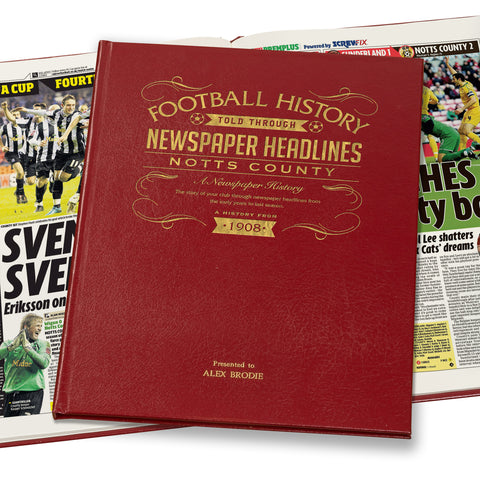 Notts County Newspaper Book - Leather Red Cover