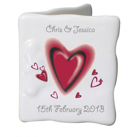 Red Hearts Bone China Message Card