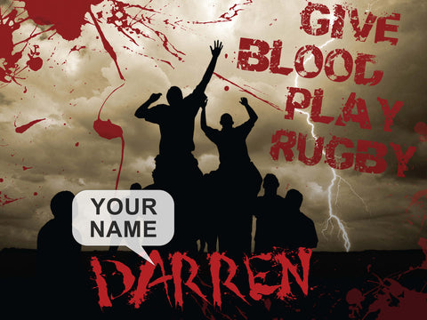 Give Blood, Play Rugby - A3 Black Frame
