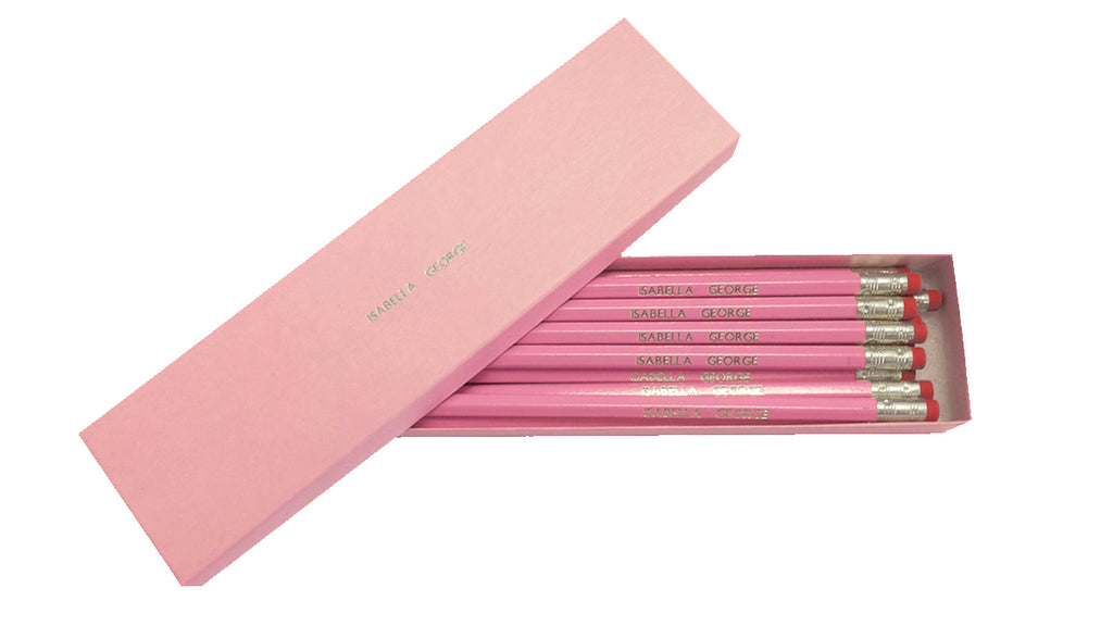 12 Pink Pencils with Silver in a Pink Box