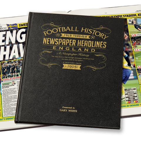 England Football Newspaper Book Leather Black Cover