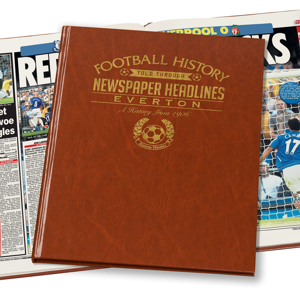 Everton Football Newspaper Book - Brown Leatherette (Colour Pages)