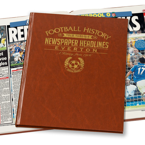Everton Football Newspaper Book - Brown Leatherette (Colour Pages)