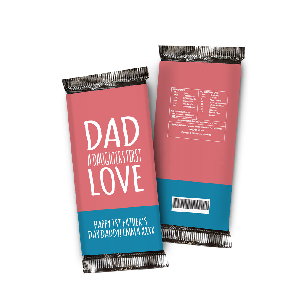 Daughters First Love Chocolate Bar Pink & Blue