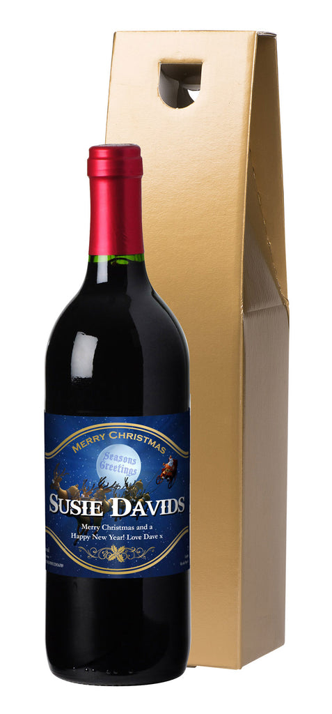 French VdP Santa Red Wine in a Gold Gift Box