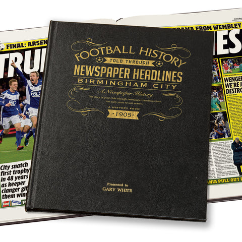 Birmingham Football Newspaper Book - Leather Black Cover