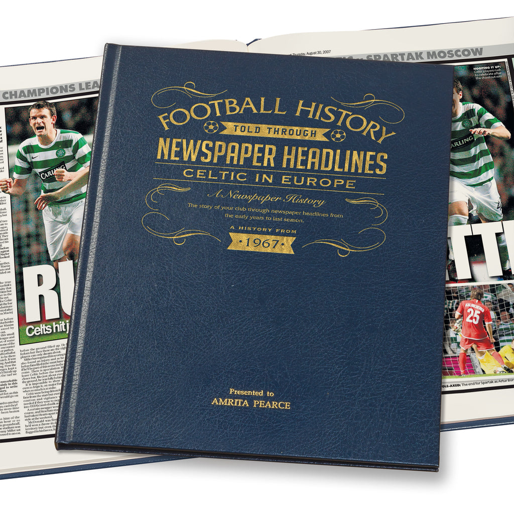 Celtic Europe Football Newspaper Book Leather Blue Cover