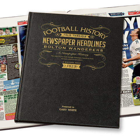 Bolton Football Newspaper Book - Leather Black Cover