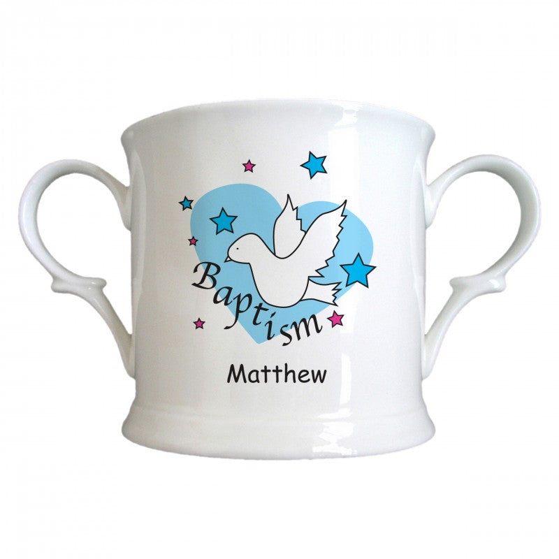 Dove & Hearts Blue Baptism Bone China Loving Cup