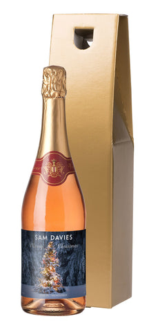 Tree Lights Christmas Sparkling Rosé Wine in a Gold Gift Box